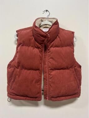 ADOREME CORDUROY PUFFER VEST Red